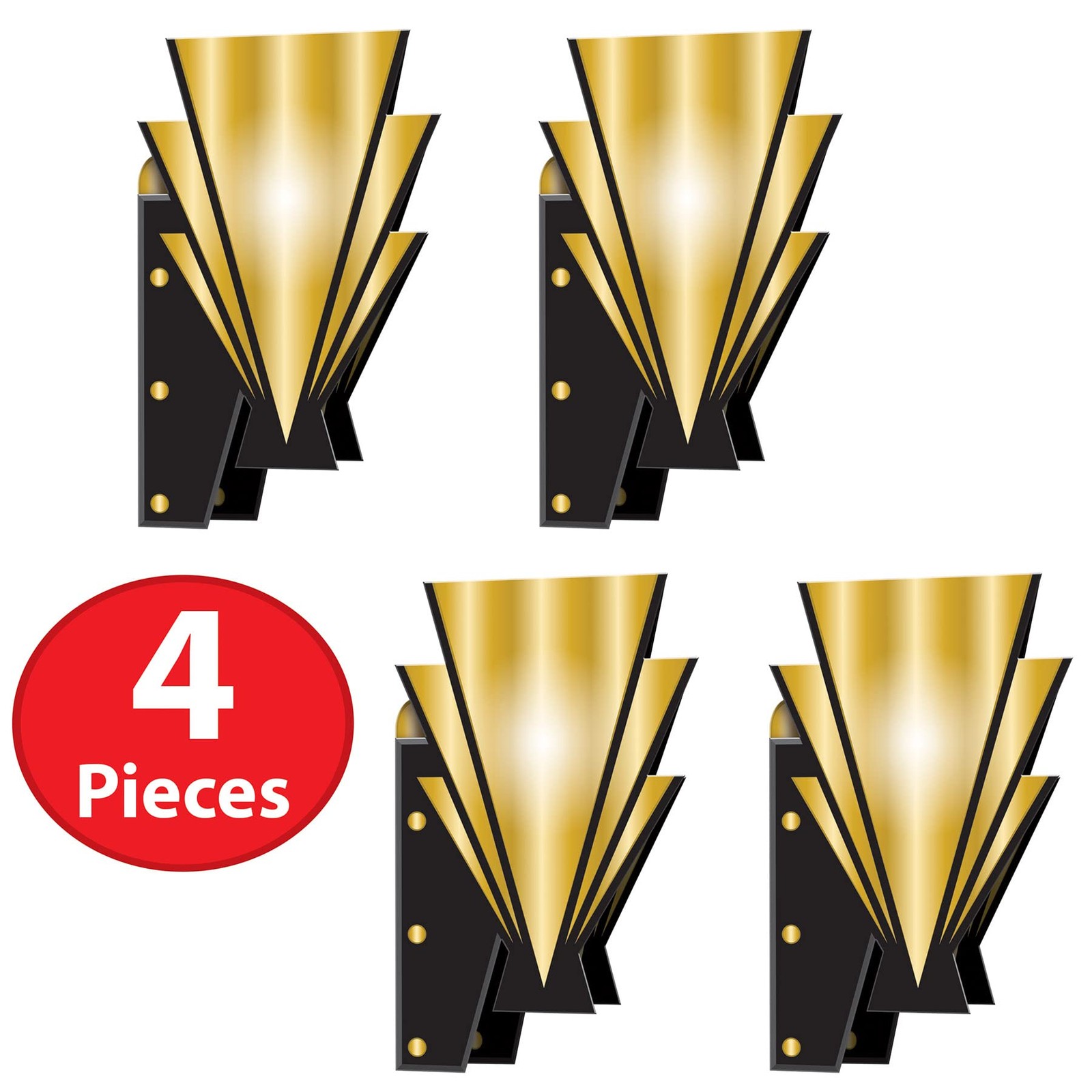 Beistle 3-D 20S Wall Double-Sided Art Deco Cardstock Decorations Gold And Black
