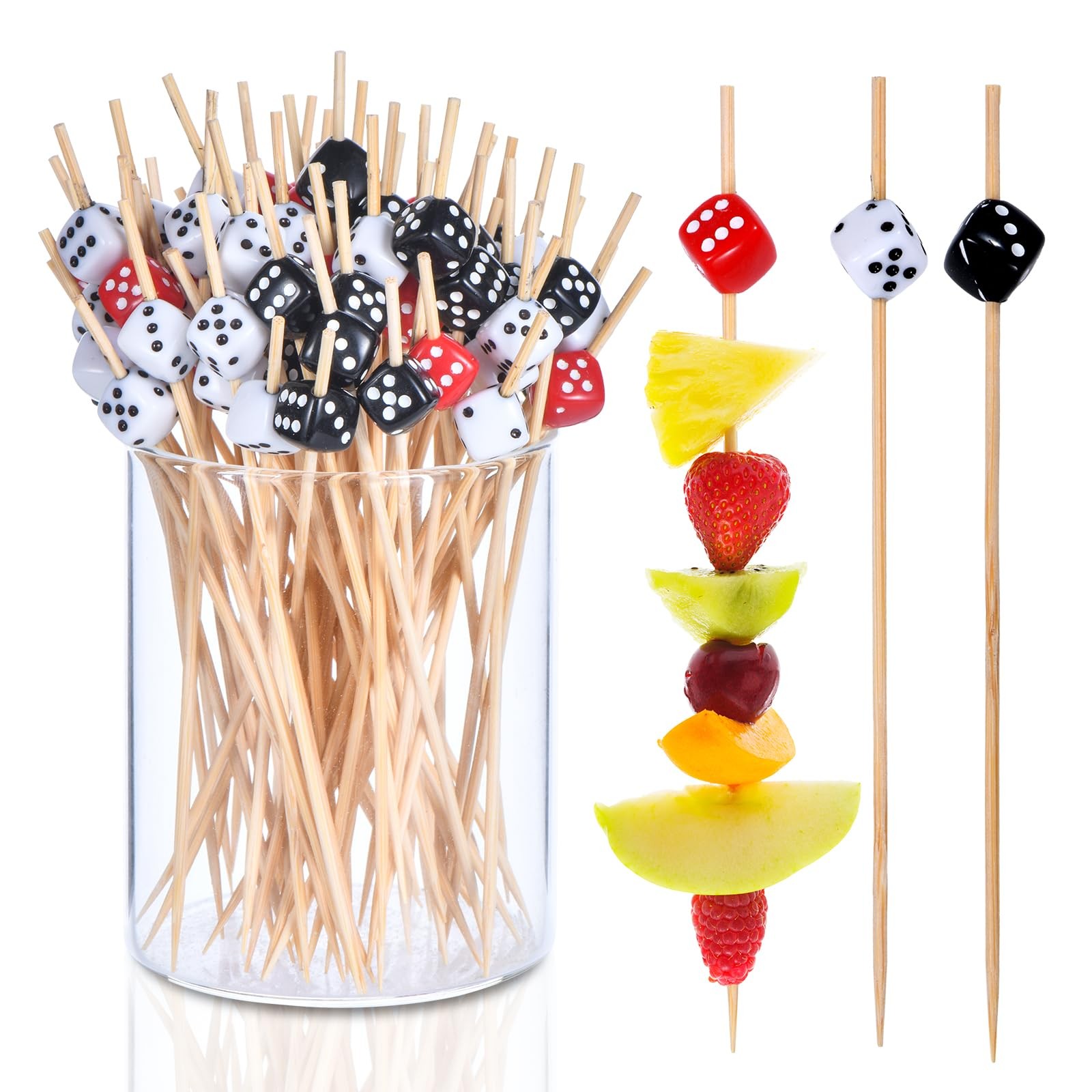 100 PCS Dice Casino Toothpicks Appetizers 4.7 Inch Decorative Cocktail Picks