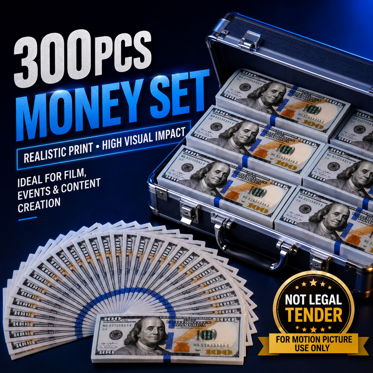 300PCS Play Money Prop Cash Bundle Realistic Fake Bills for Movie Scenes