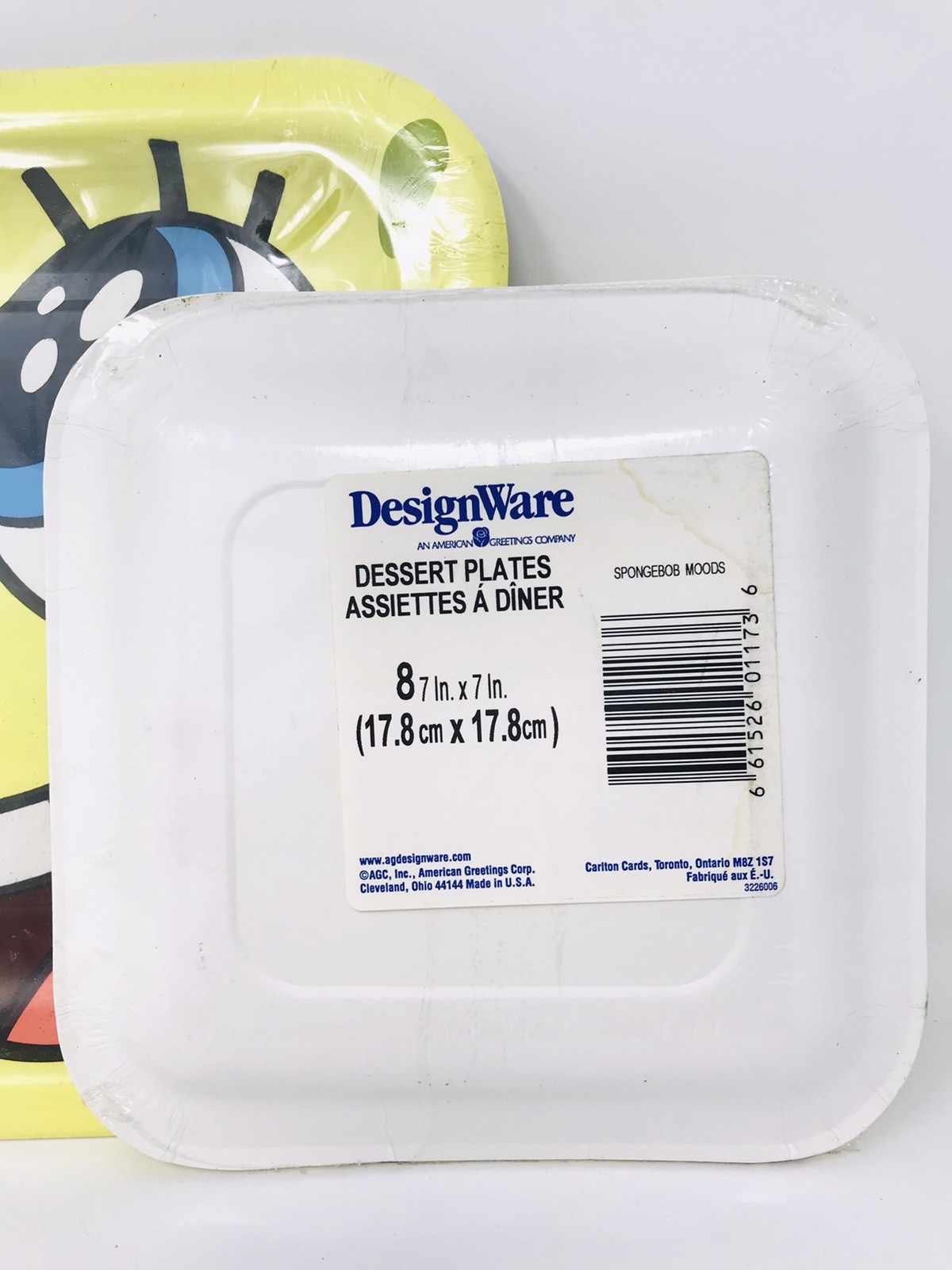SpongeBob SquarePants Square Paper Plates 2002 16 Plates Total