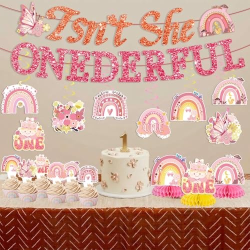 35PCS Isn’t She Onederful Birthday Decorations – First Birthday 1st Girl