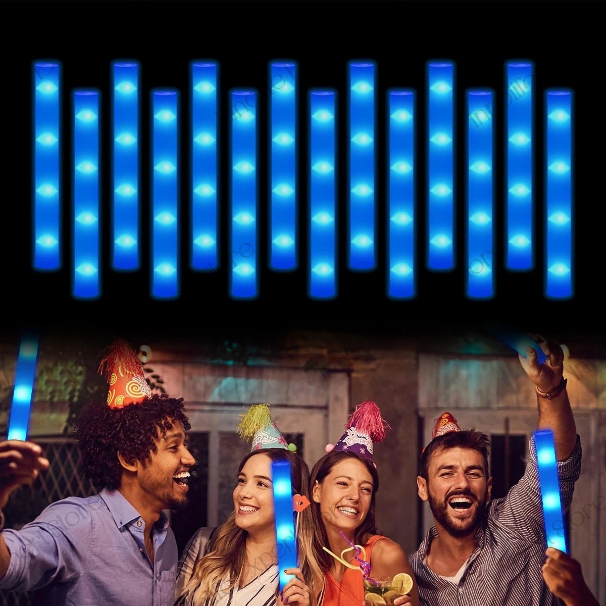 100-800Pcs LED Glow Sticks Bulk RGB Foam Light Up Concert Events Party Supplies