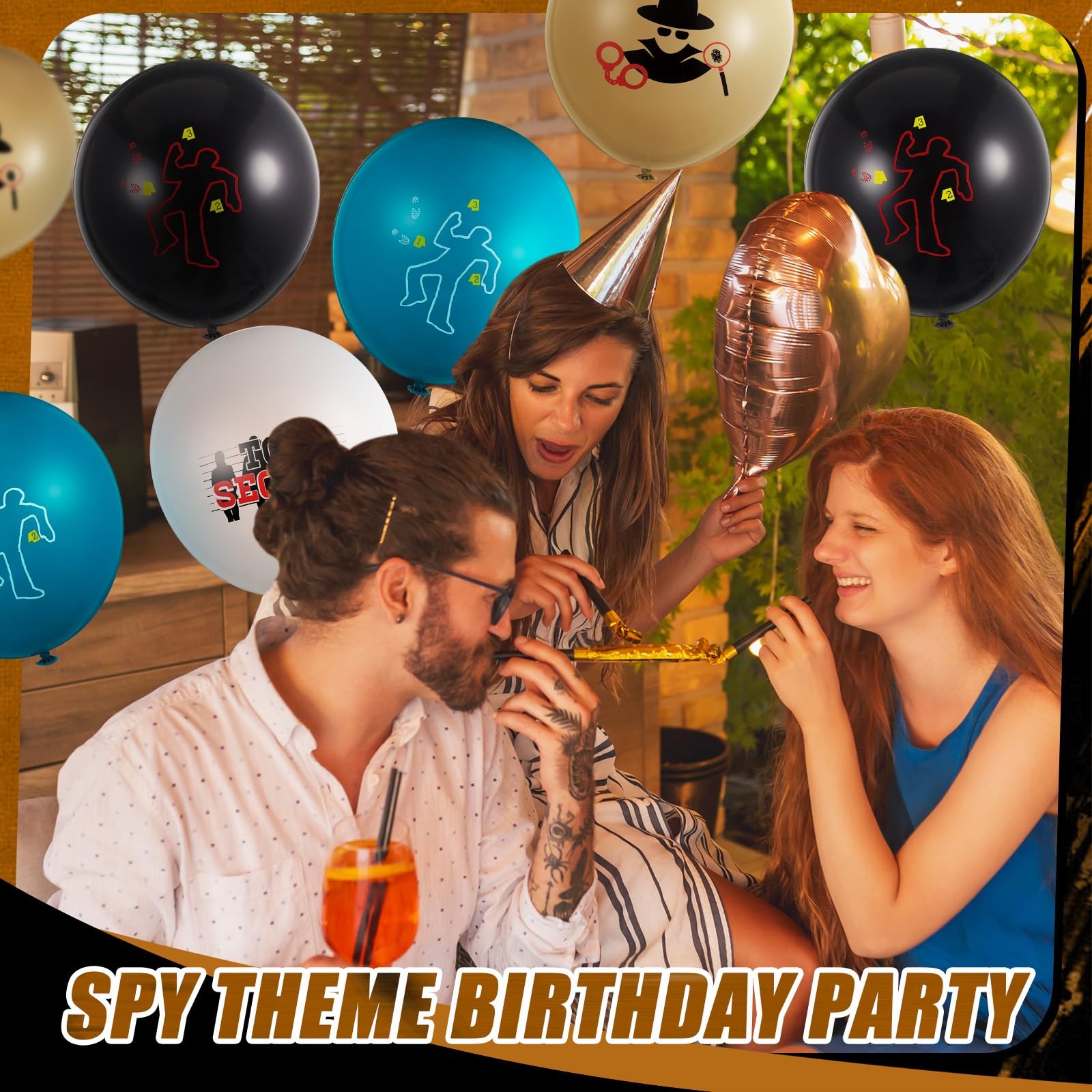 60 Pcs Top Secret Spy Theme Balloon Detective Decoration Latex Red and Black …