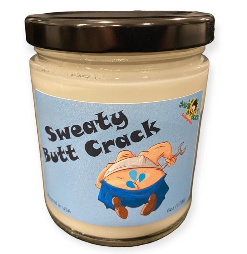 SWEATY BUTT CRACK Scented Candle – Swamp Ass Gag Prank Joke Fart Poop Funny Gift
