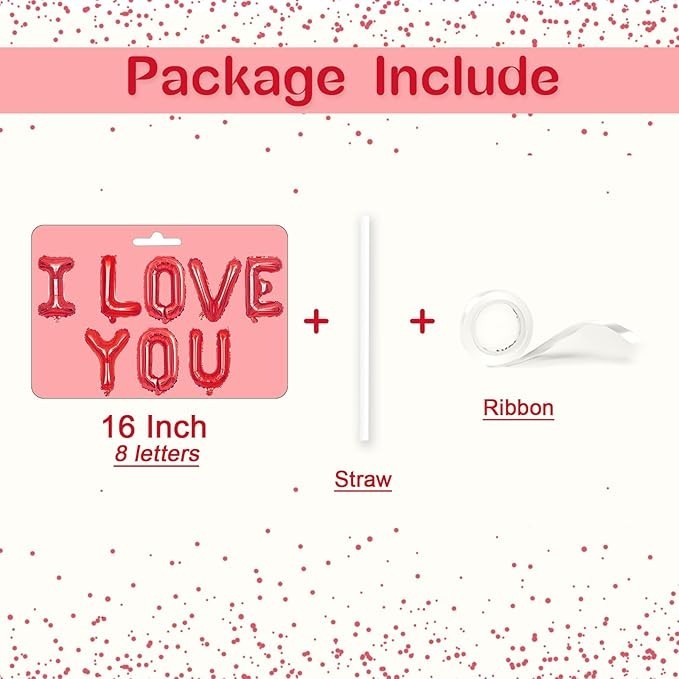 I love you red mylar balloon banner red New wedding all occasion New in package.