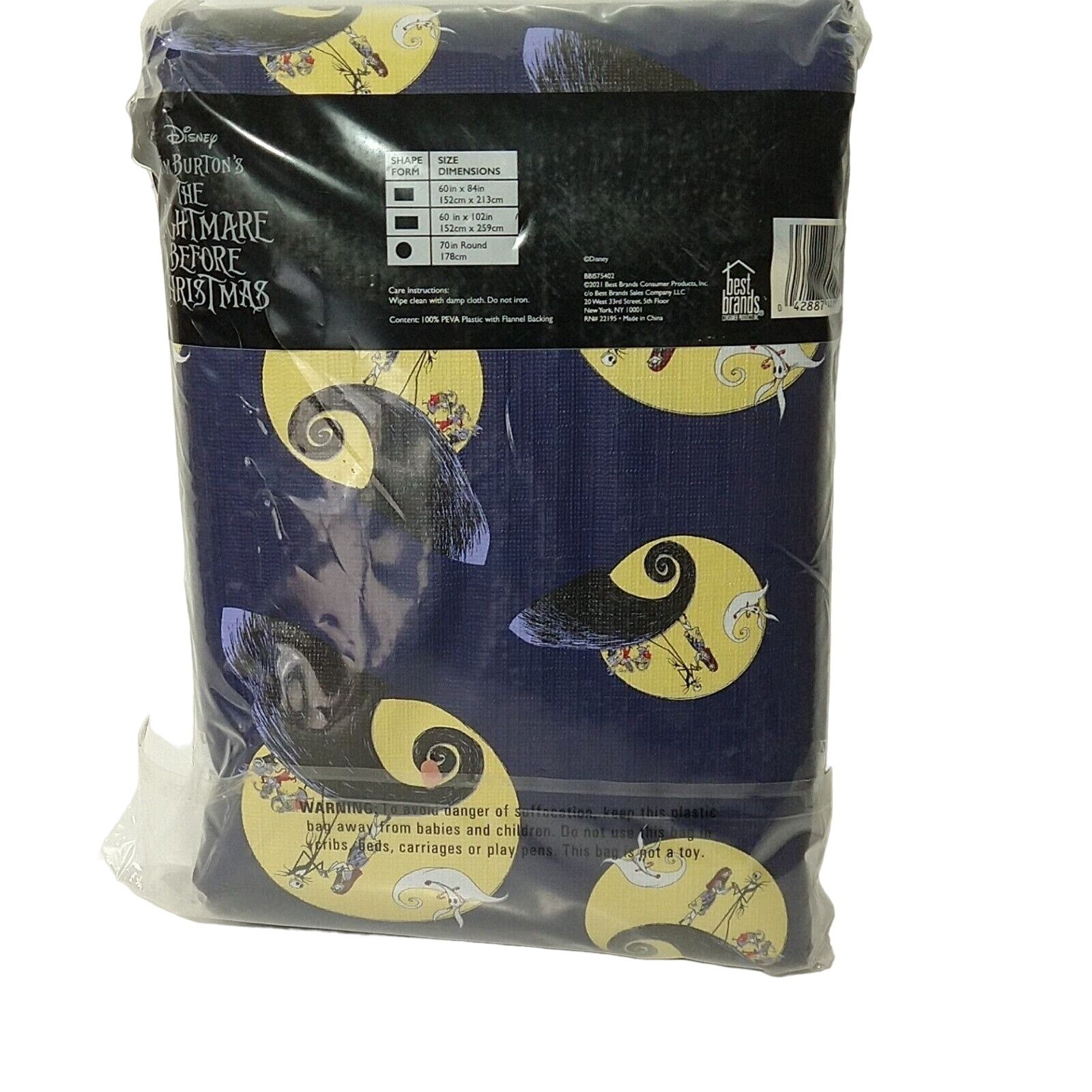 The Nightmare Before Christmas Tablecloth 60 x 102 Blue Christmas Halloween NEW