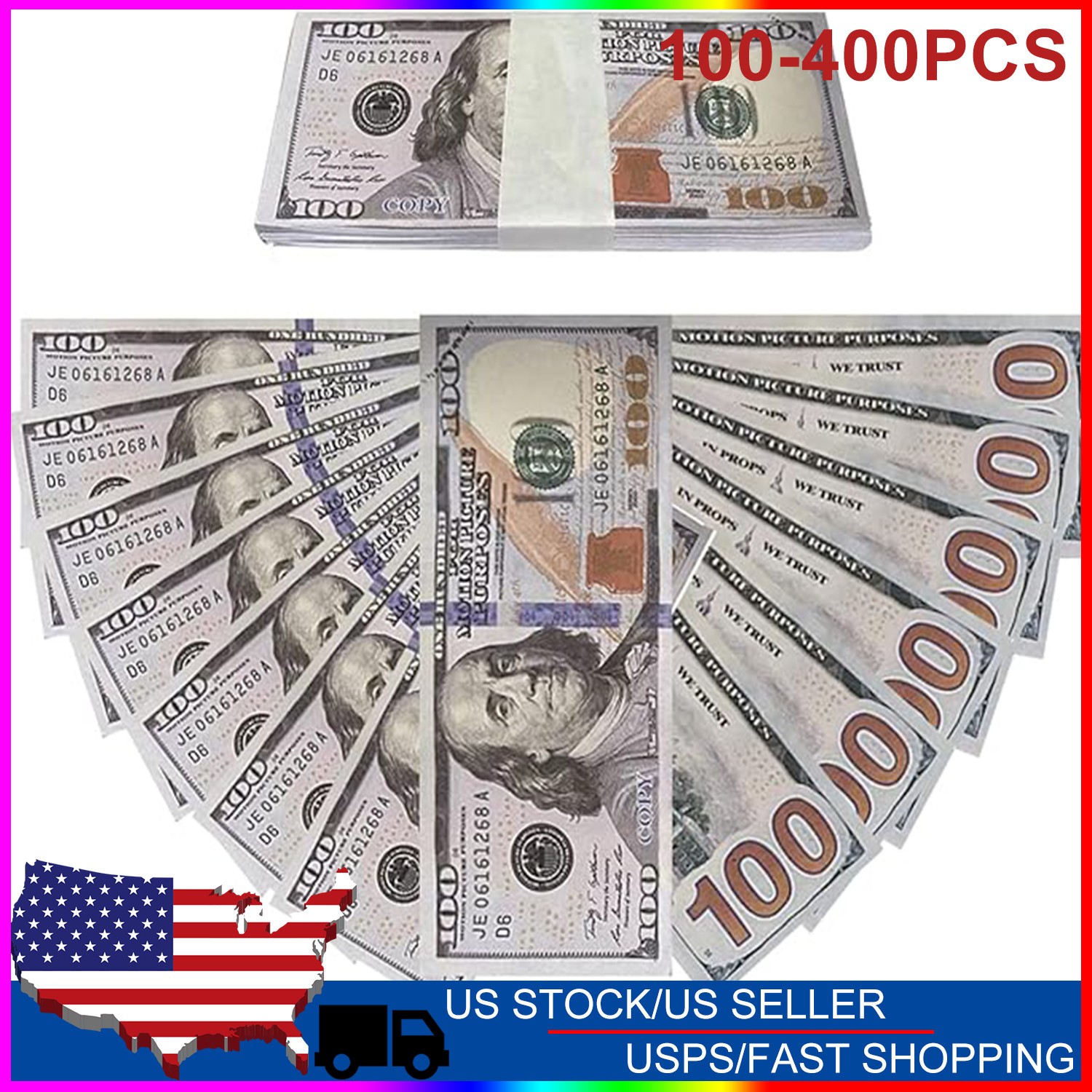 FAKE BANK GAMES PLAY MONEY KIDS CASH PAPER 100-400 PCS 100 DOLLAR BILLS PARTY