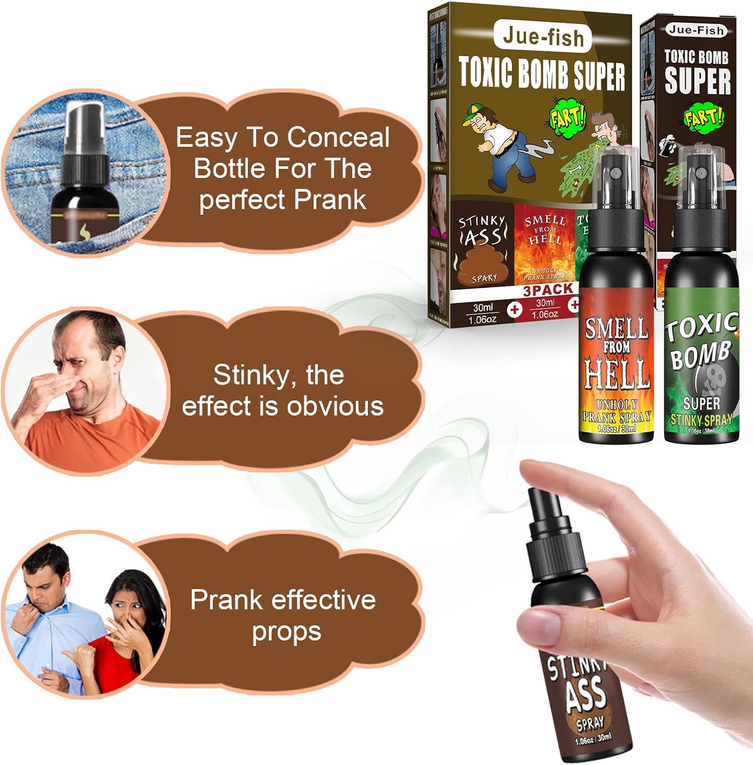 3P Fart Spray Extra Strong 30ml Potent Stink Spray Non Toxic Fart Bomb Prank