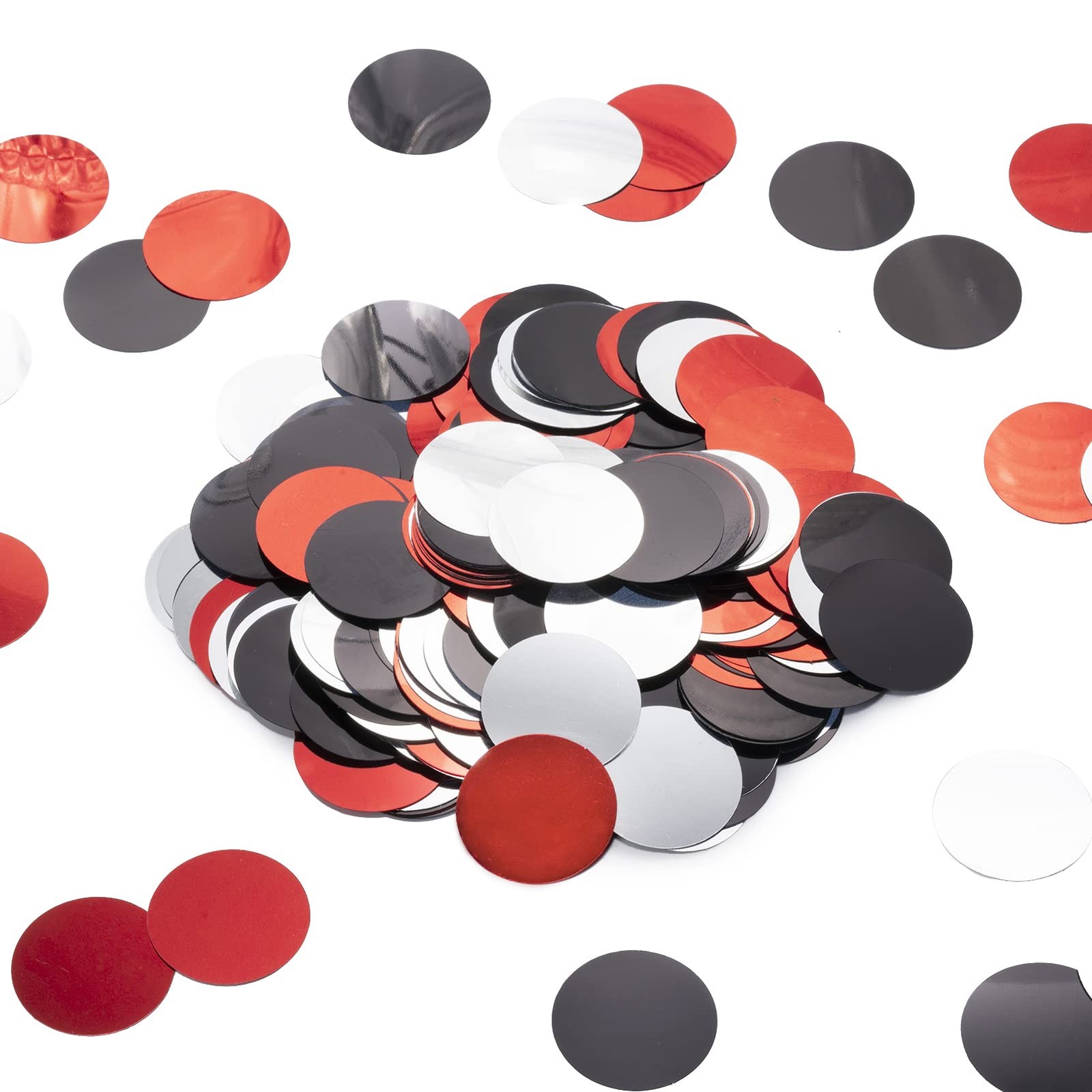 300 PCS 1.2 inch Red Black Silver Metallic Circle Dot Table Confetti Decor