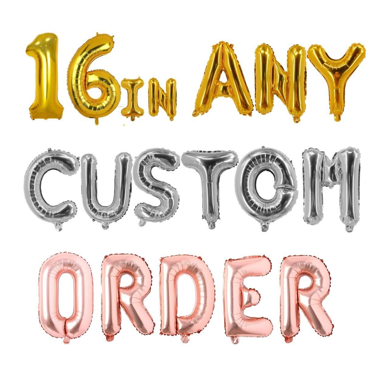 16″ Letters Numbers Foil Balloons Custom Name Age Birthday Wedding Party Baloons