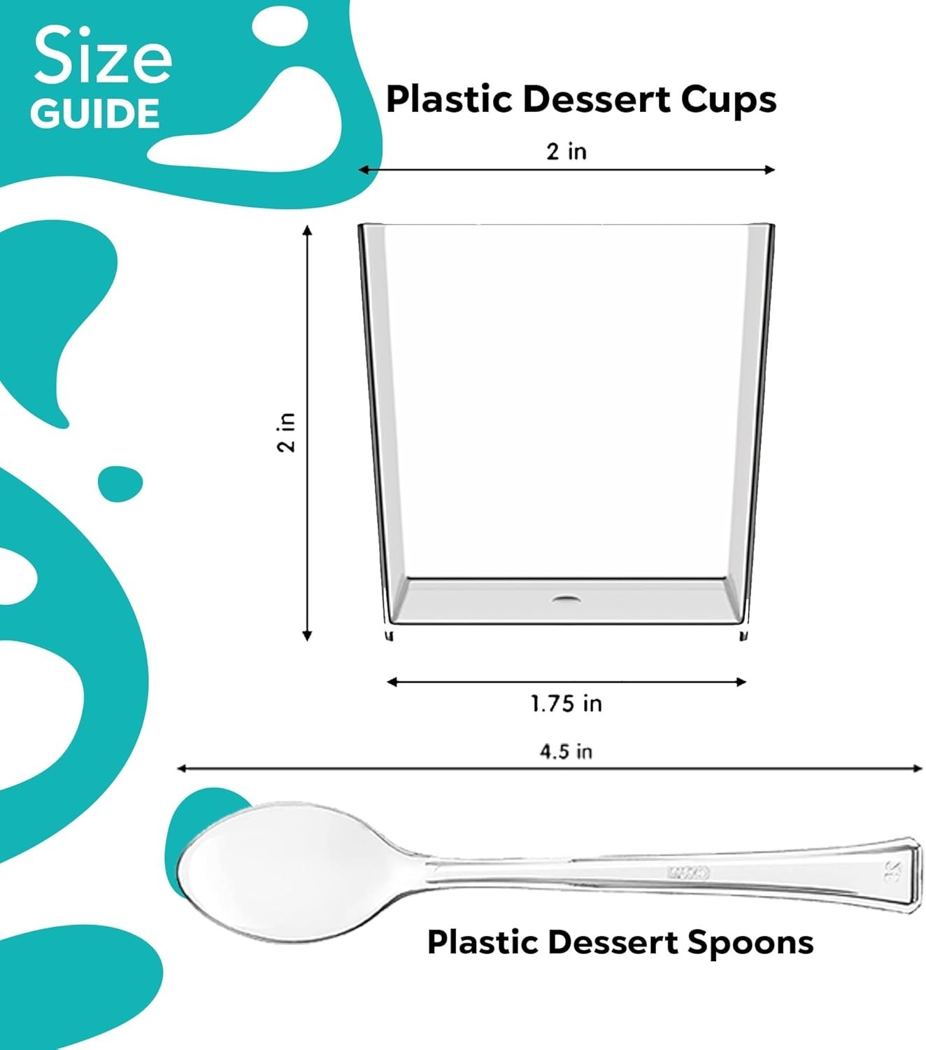 Mini Dessert Cups with Spoons 200 pcs – 3.1 Oz Square Plastic Dessert Cups Di…