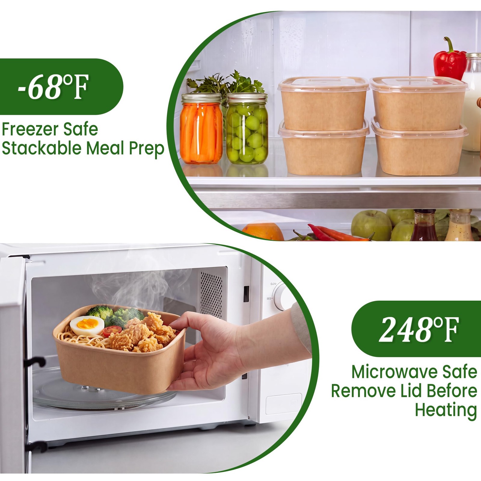 50 Pack 29oz Disposable Meal Prep Containers with Lids and Forks, Microwave a…
