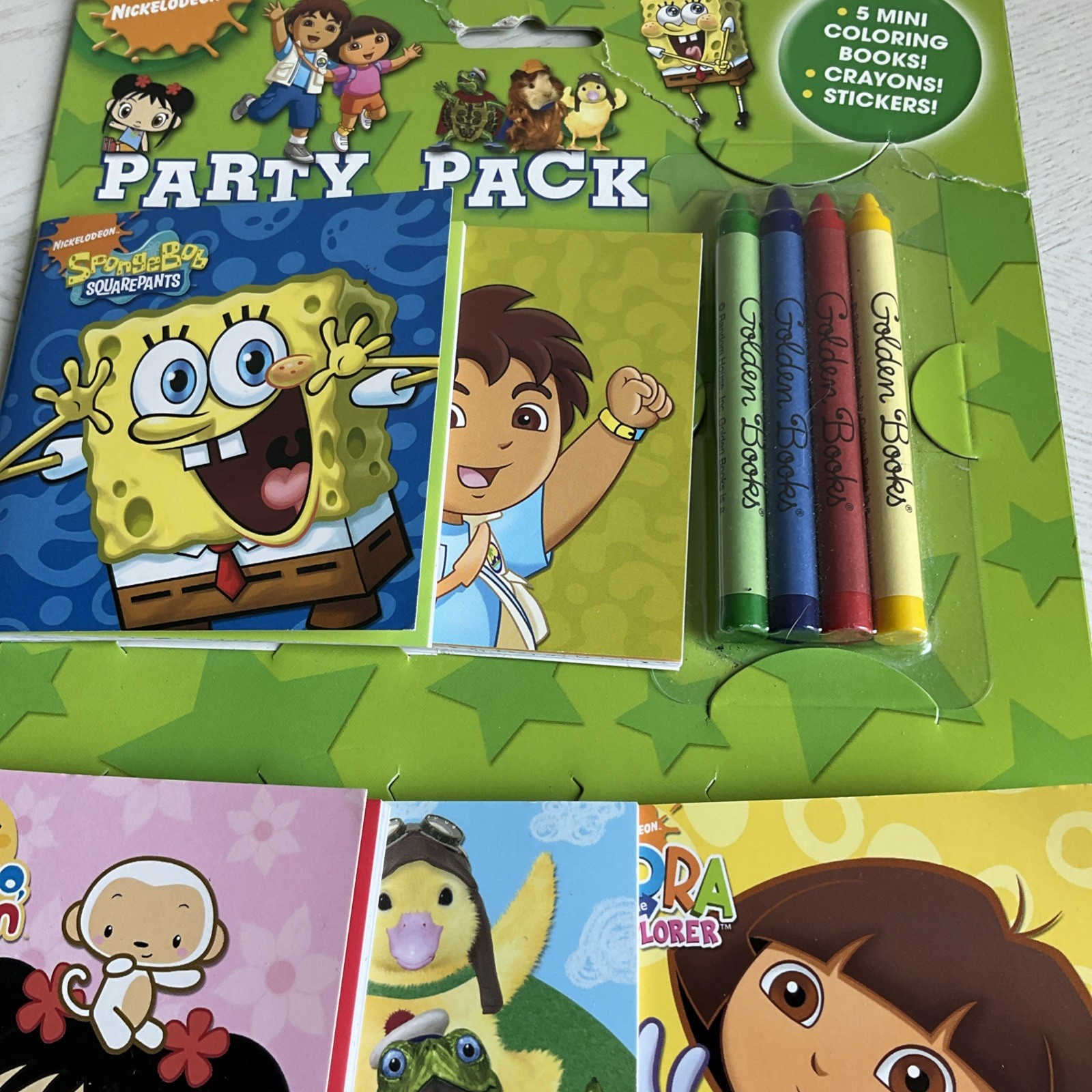 Nickelodeon Party Pack 5 Mini Coloring Books Crayons Stickers Brand New 2009