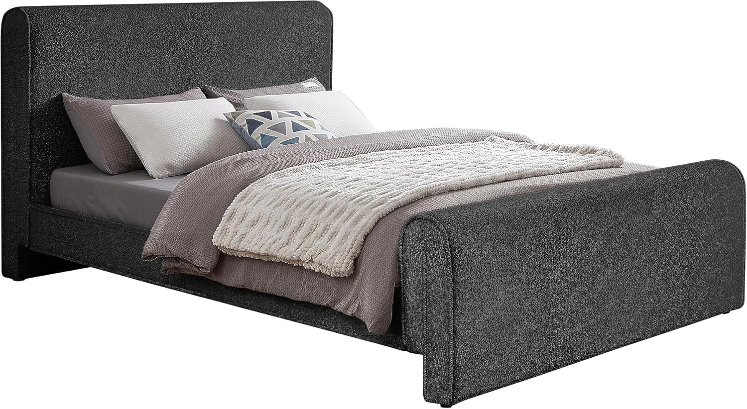 Stylusblack-F Stylus Collection Modern | Contemporary Boucle Fabric Full Bed wit