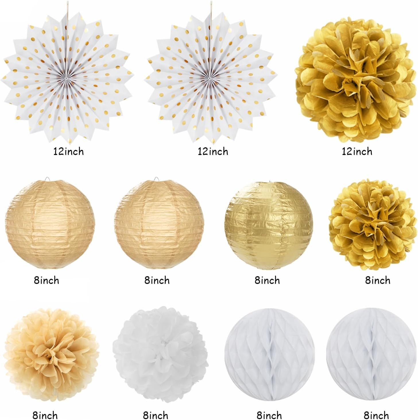 White Champagne Gold Birthday Party-Decorations – 21Pcs Happy Birthday Banner,Pa