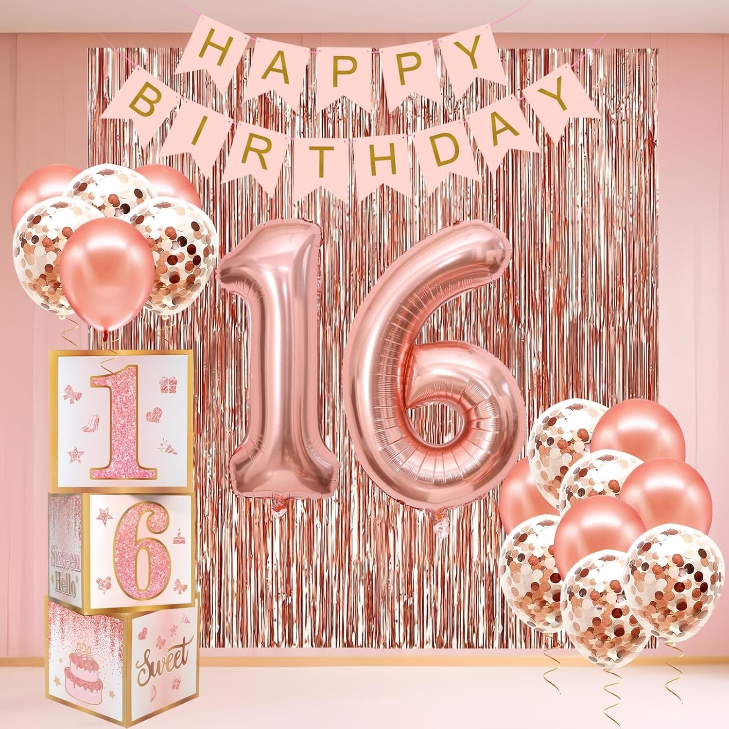 Sweet 16 Party Decorations,16th Birthday Boxes Decor for Girls Women Sweet Si…