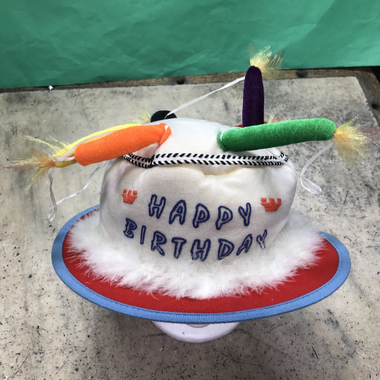 Vintage Happy Birthday Cake Hat Unisex Adult Sz Fancy Dress Party Hat Fast Ship!