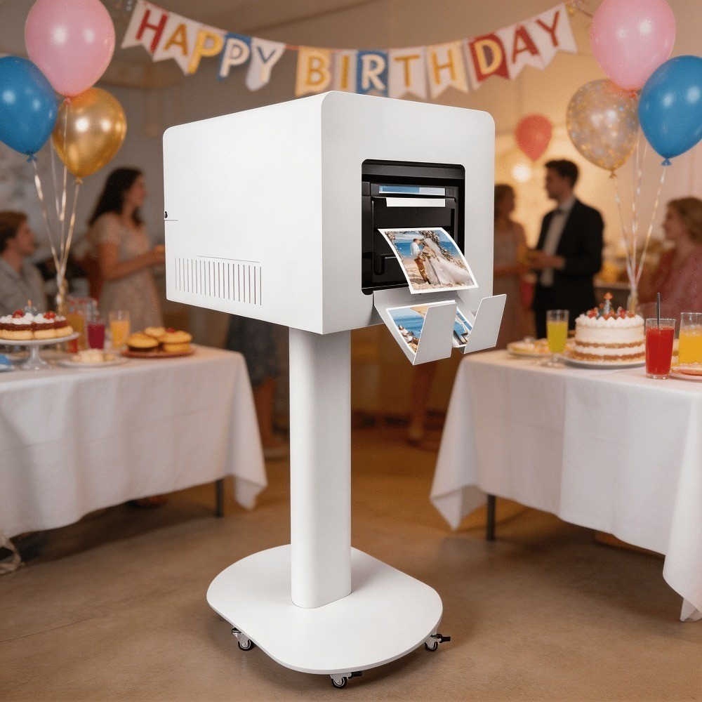 Portable Photo Booth Machine w/Music Sync Light Effects Selfie Booth for Parties