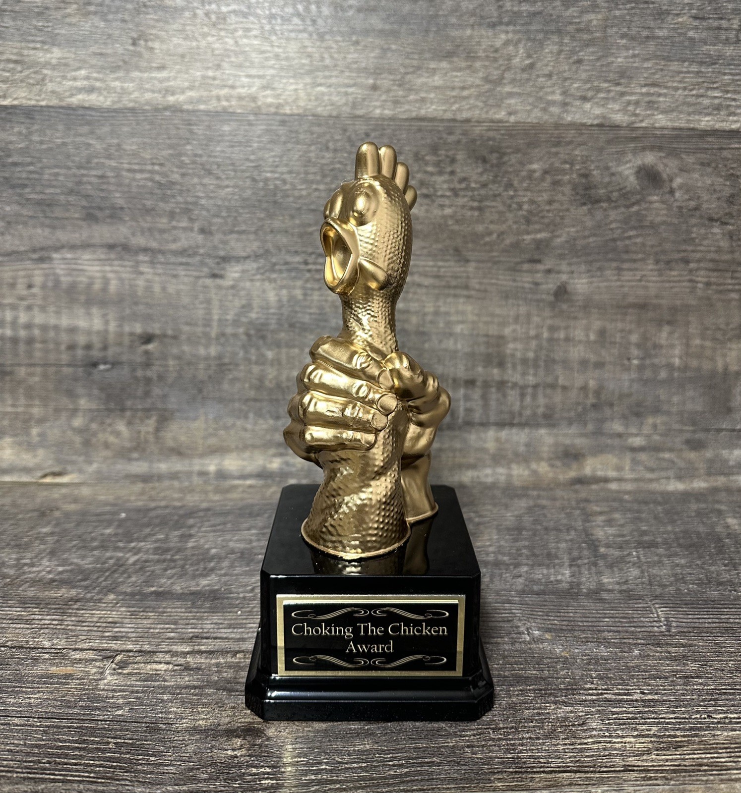 Inappropriate CHOKING THE CHICKEN Award Funny Loser Trophy Adult Humor Gag Gift