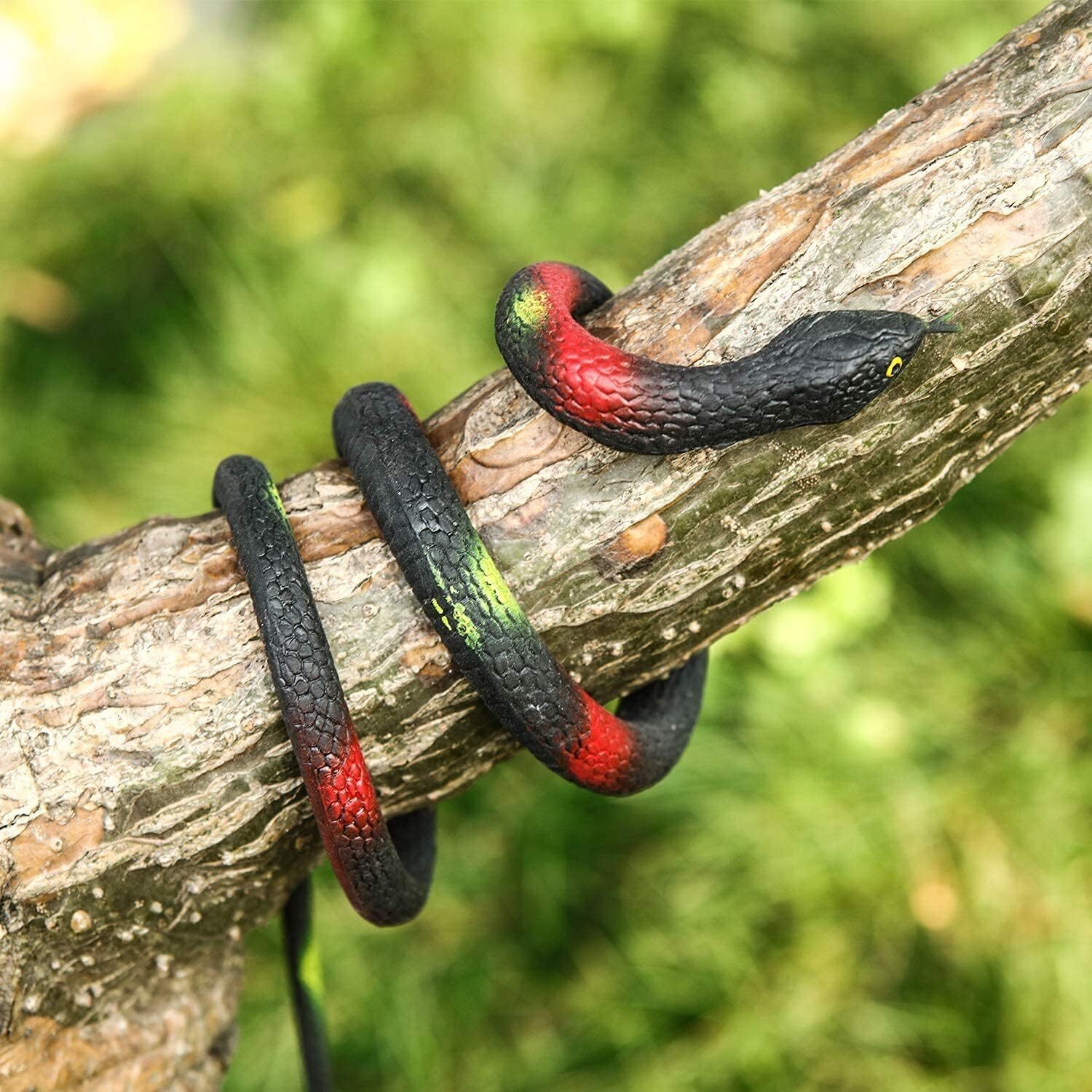 Realistic Rubber Snakes – 4 Pieces 29 Inch Fake Rubber Snake to Keep Birds Away