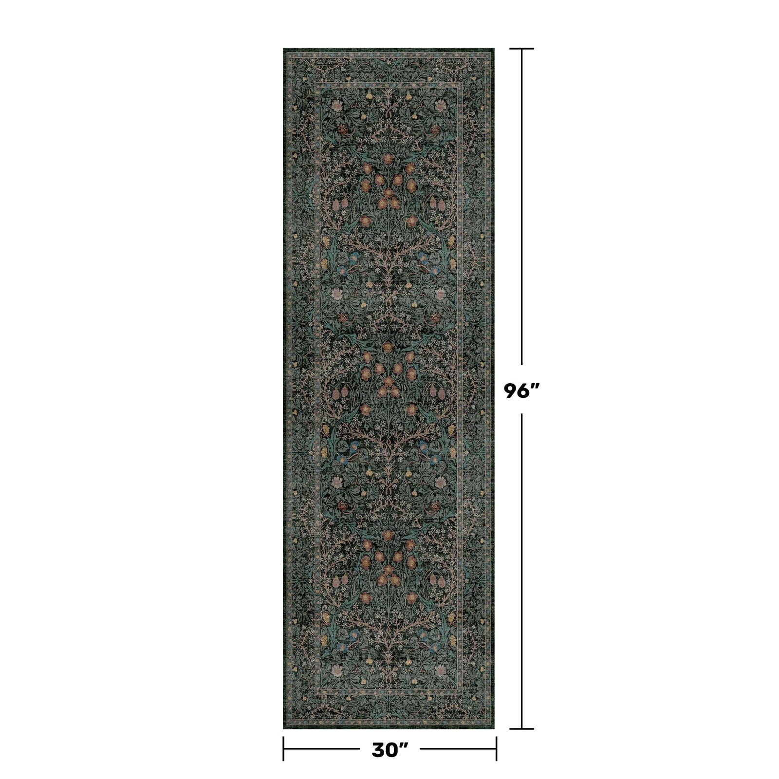 8ft Long Runners for Hallways Non 2’6″ x 8′ (Runner), Dark Green / Black
