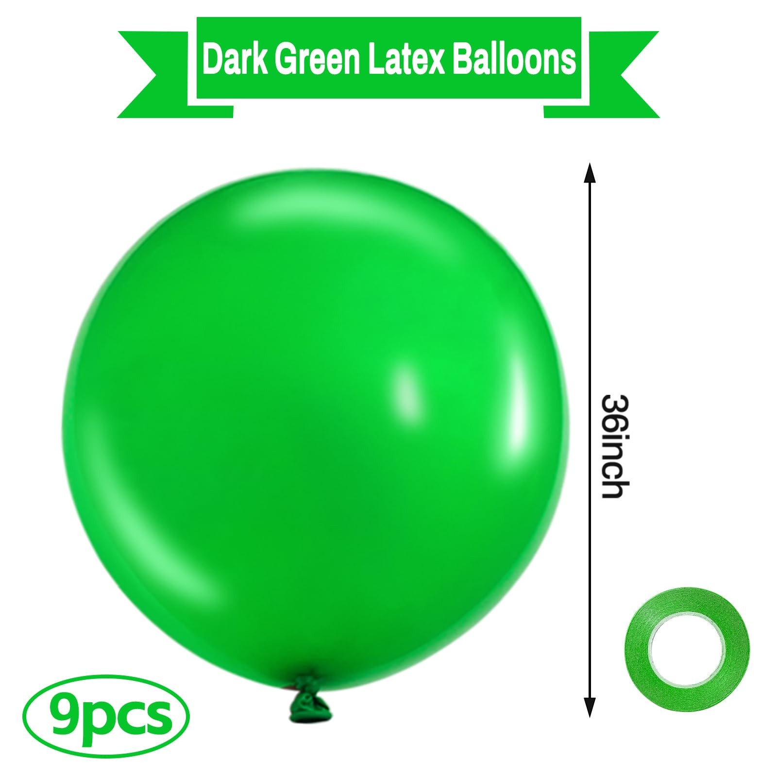 Giant Green Balloons 36 Inch Large Latex 9 Pcs Jumbo Balloons Bulk Party