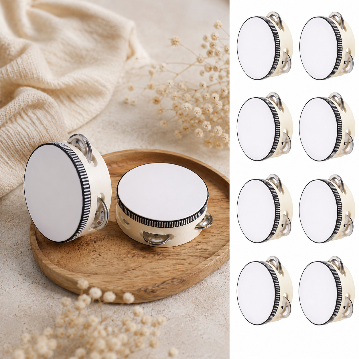 6-24PCS Mini Tambourine Hand Drums Party Favors Wedding Birthday Noise MakersSet