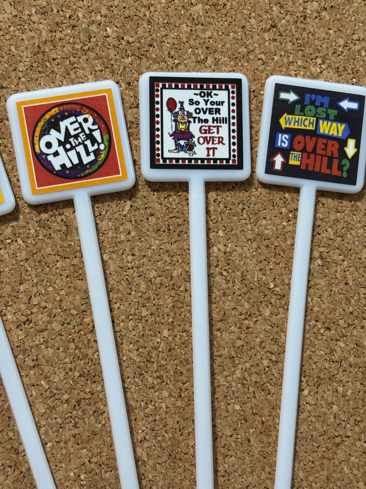 Birthday OVER THE HILL Cocktail Stirrers Gal / Guy Over The Hill Swizzle Sticks