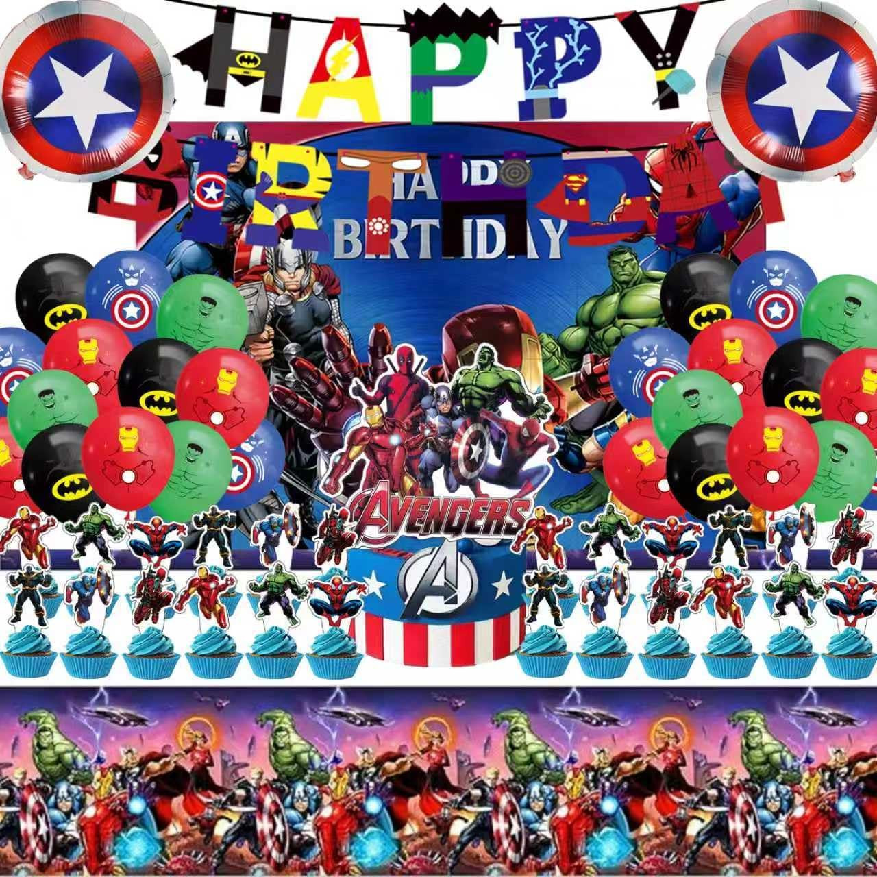 46Pcs Superhero Birthday Party Supplies, Avengers Party Decorations Set Include