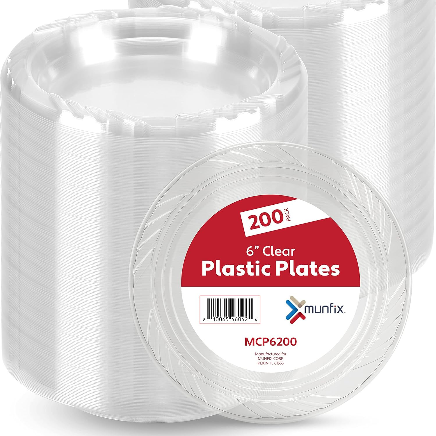 200 Pack 6 Inch Clear Plastic Dessert Plates Disposable Party Event Bulk Set US