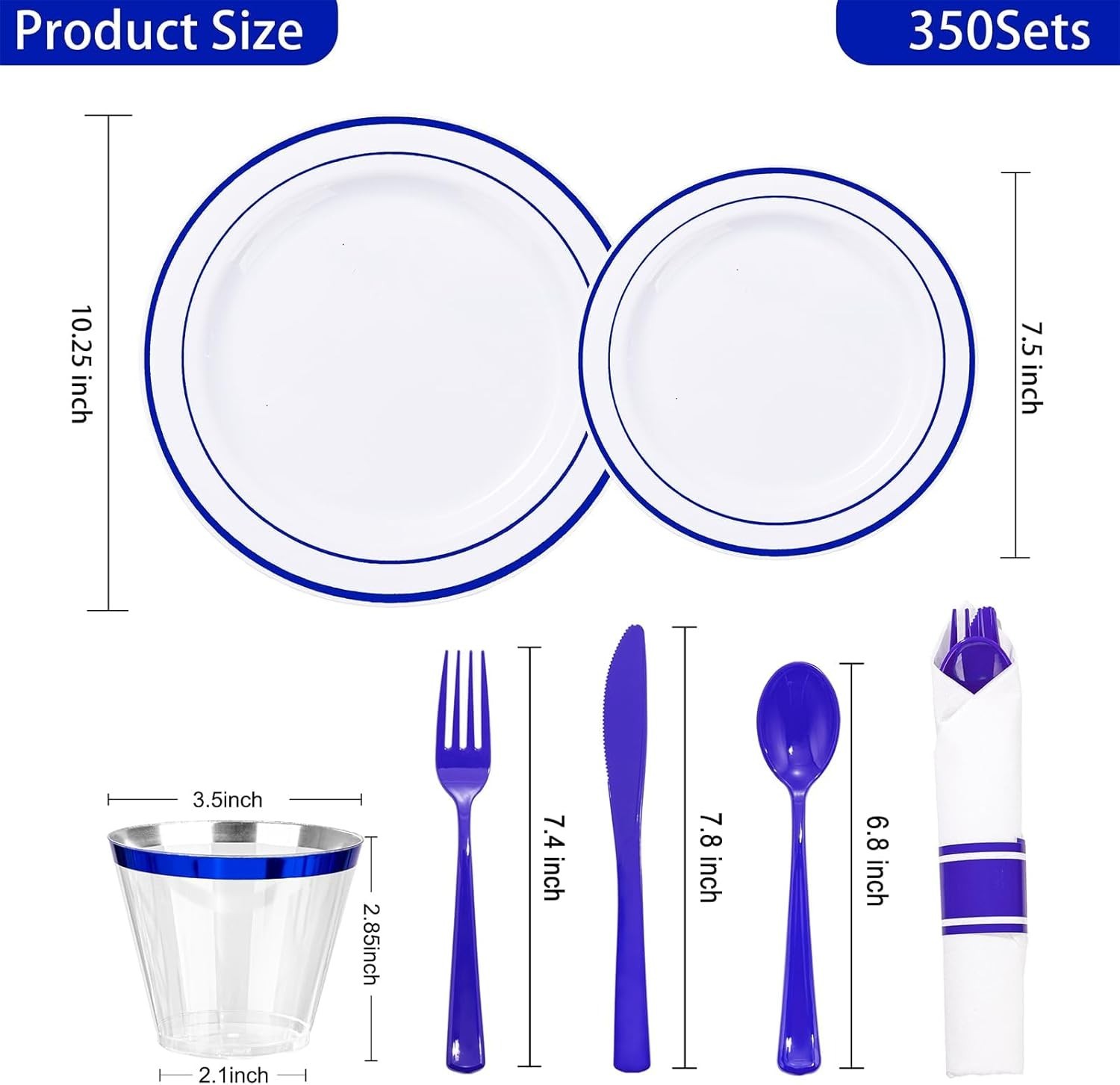 Safe and Stylish 700 Pcs Blue Plastic Dinnerware Set – Perfect for Any Occasion