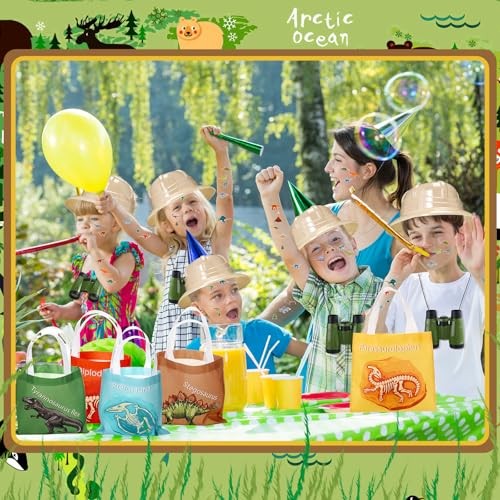 48 Pcs Kids Explorer Costume Set Include Plastic Kids Safari Hat Dinosaur