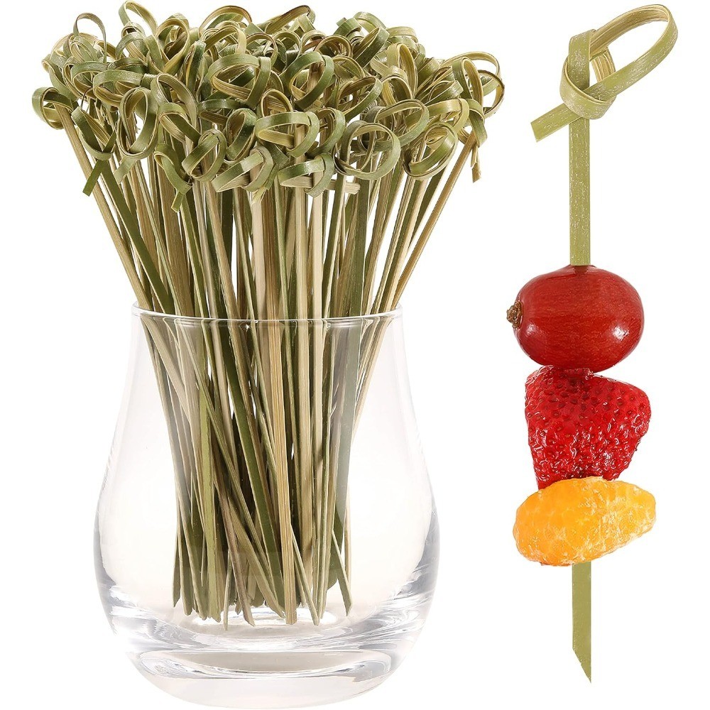 Natural Bamboo Cocktail Picks 200 PCS 4.7 Inch Appetizer Skewers Mini Food