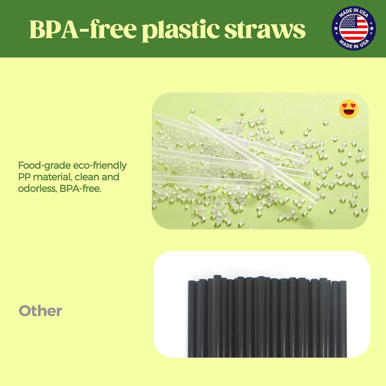 500/1000pcs Individually Wrapped Clear Plastic Drinking Straws Made in USA