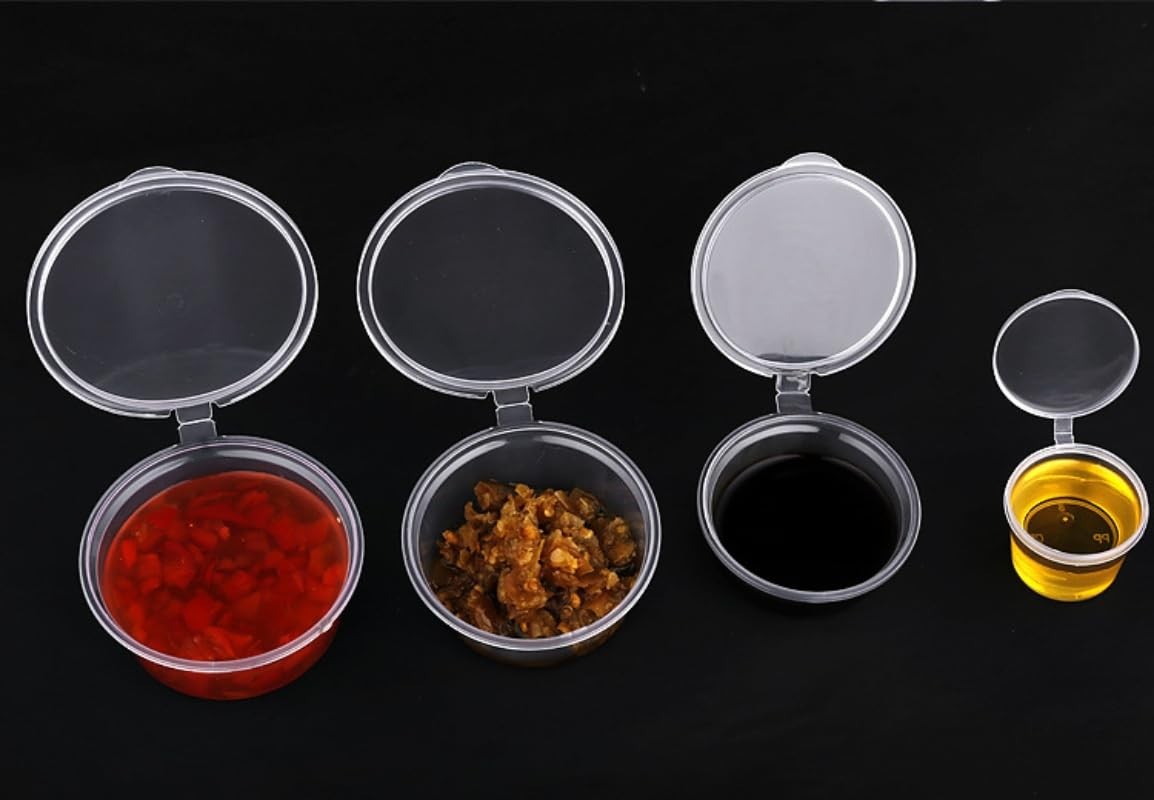 50 Pieces Small Sauce Containers Plastic Cups,Reusable Condiment Cups,Souffle…