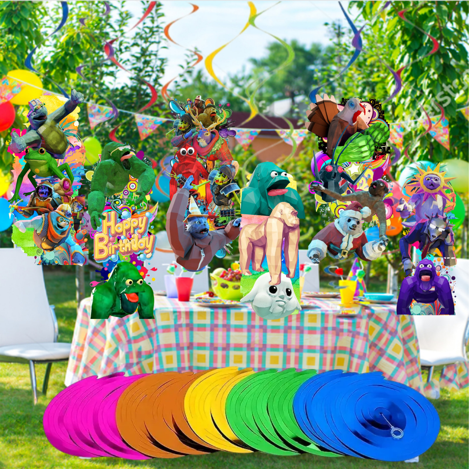 ANIMAL COMPANY PARTY SUPPLIES BIRTHDAY DECORATION BALLOON TABLEWARE CUP PLATE