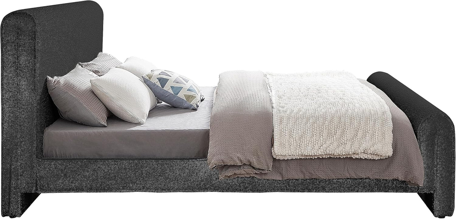Stylusblack-F Stylus Collection Modern | Contemporary Boucle Fabric Full Bed wit