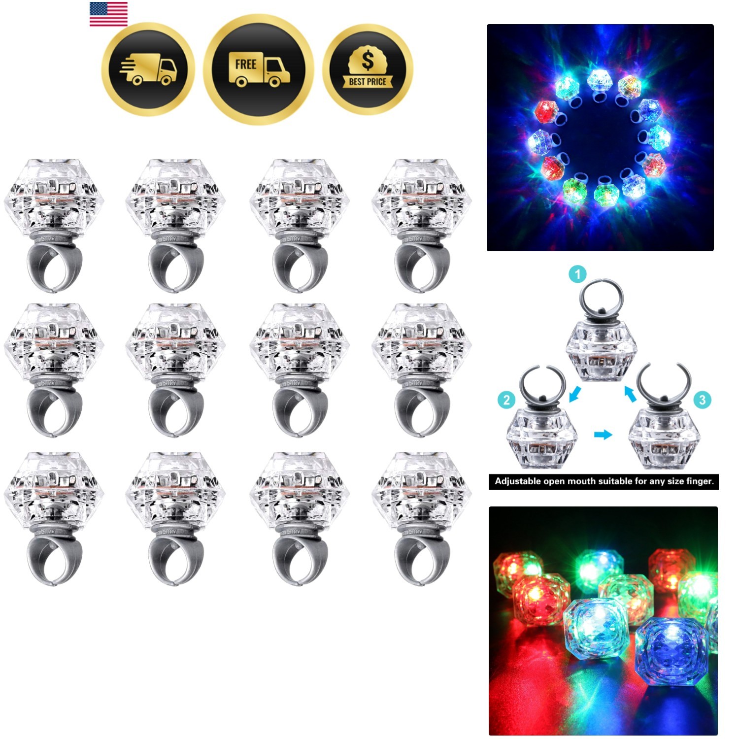 Flashing Led Light up Rings Bachelorette Party Favors Toys Grow in The Dark P…