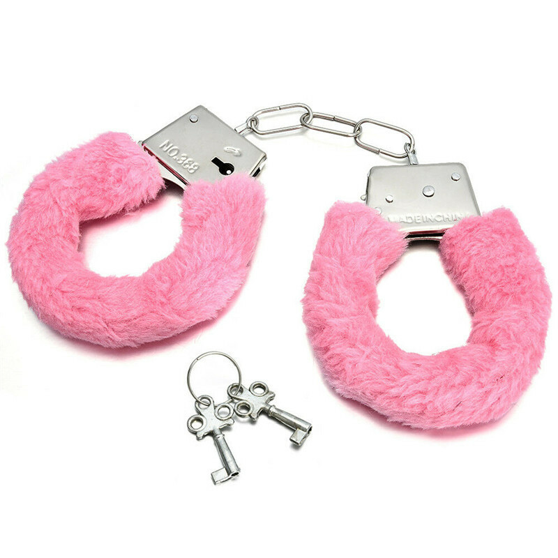Furry Fuzzy Costume Handcuffs Metal Wrist Cuffs Soft Bachelorette Hen Party OBUS