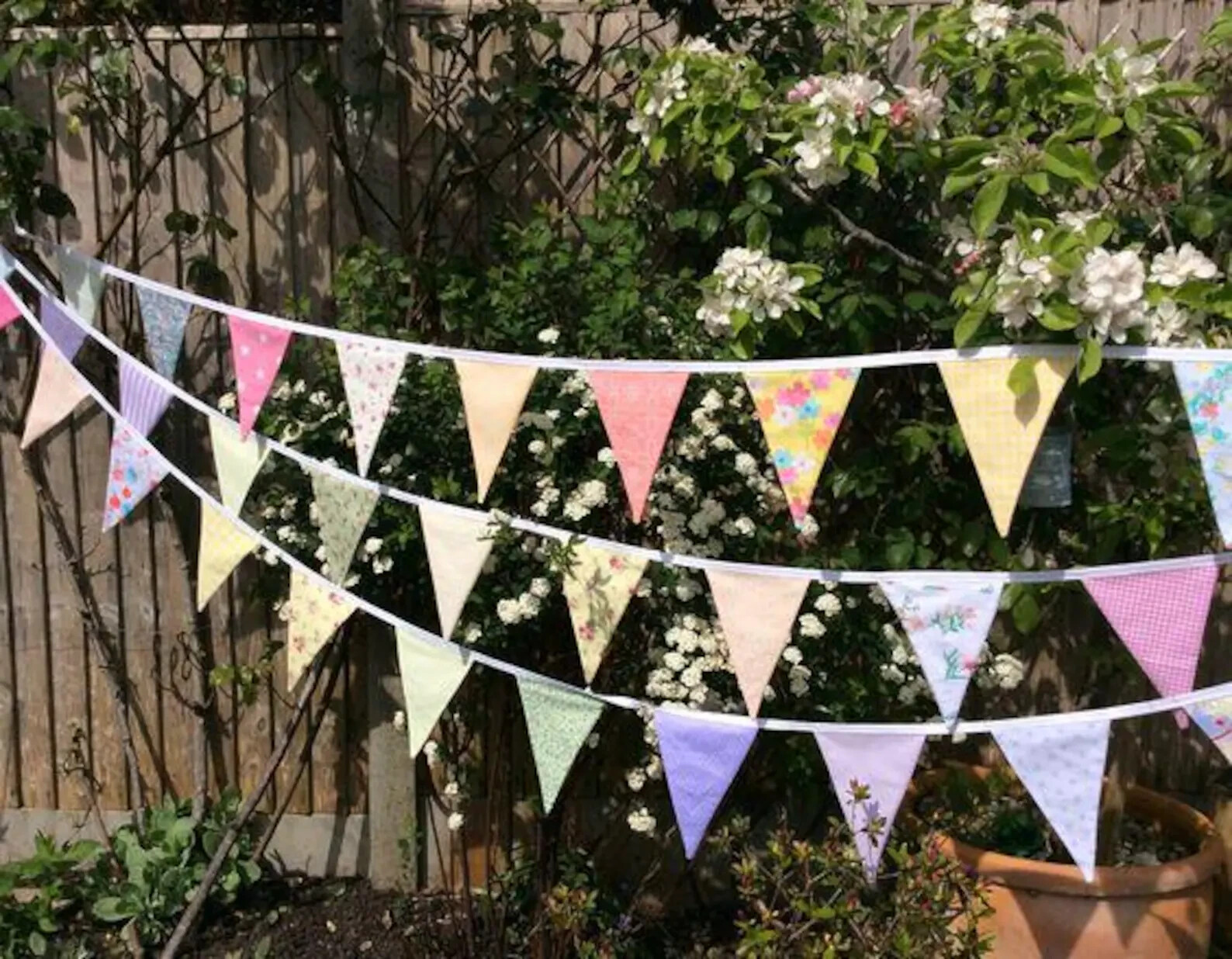 Vintage Fabric Bunting Flag Colorful Boho Bunting Handmade Cotton Banner Garland