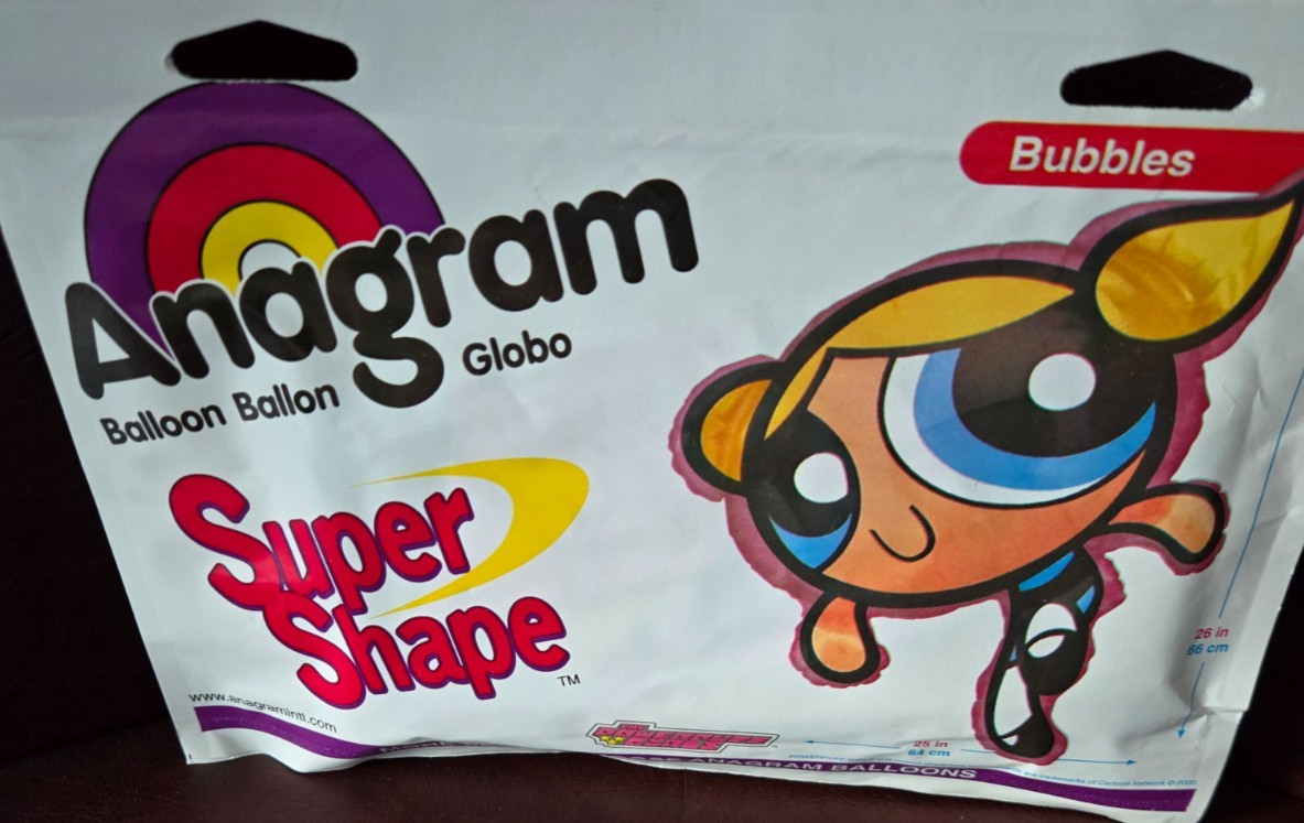 Vintage supershape large power puff girls Bubbles all occasion mylar balloon new