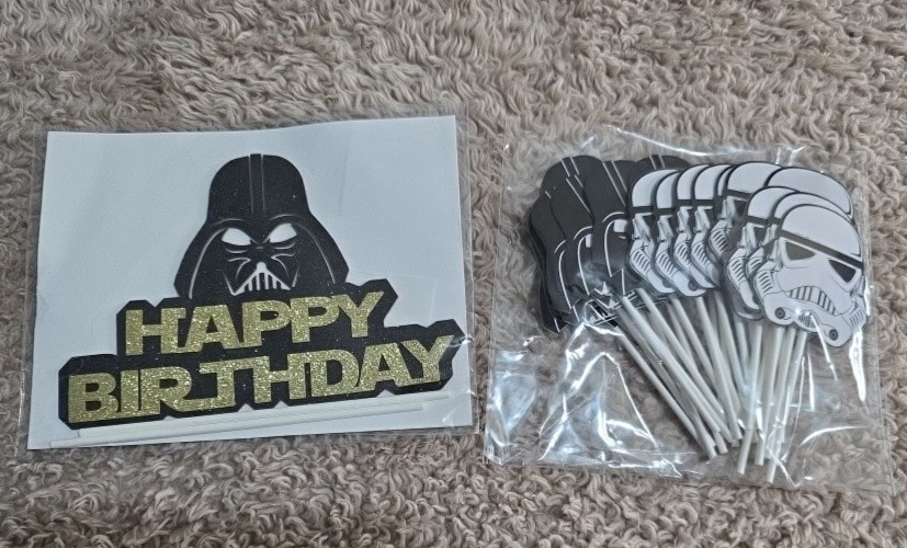 Star Wars Birthday Party Cake and Cupcake Toppers Vader and Storm Troopers