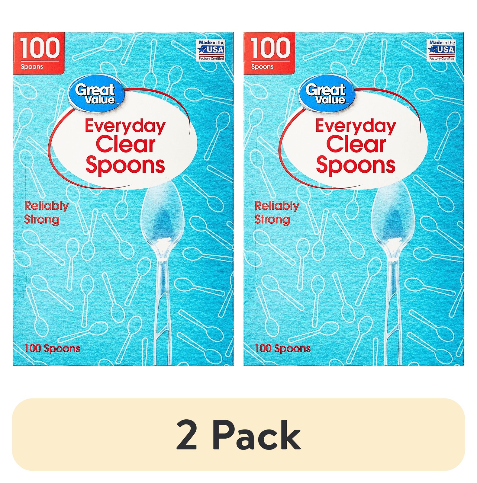 Great Value Plastic Everyday Clear Spoons, 100 Count