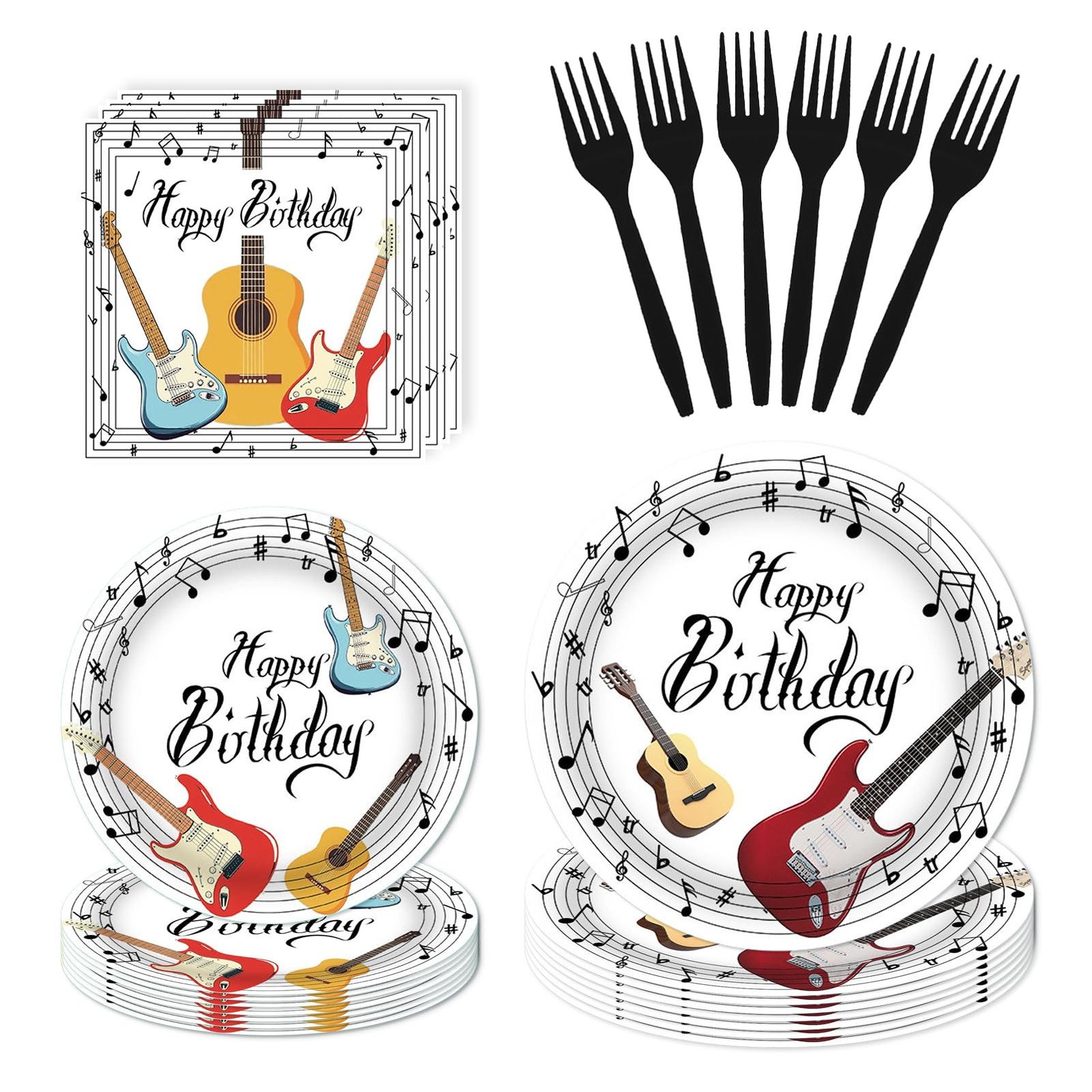 96 Pcs Music Party Decorations Tableware Set for Adult Teens Kids Includes Pl…