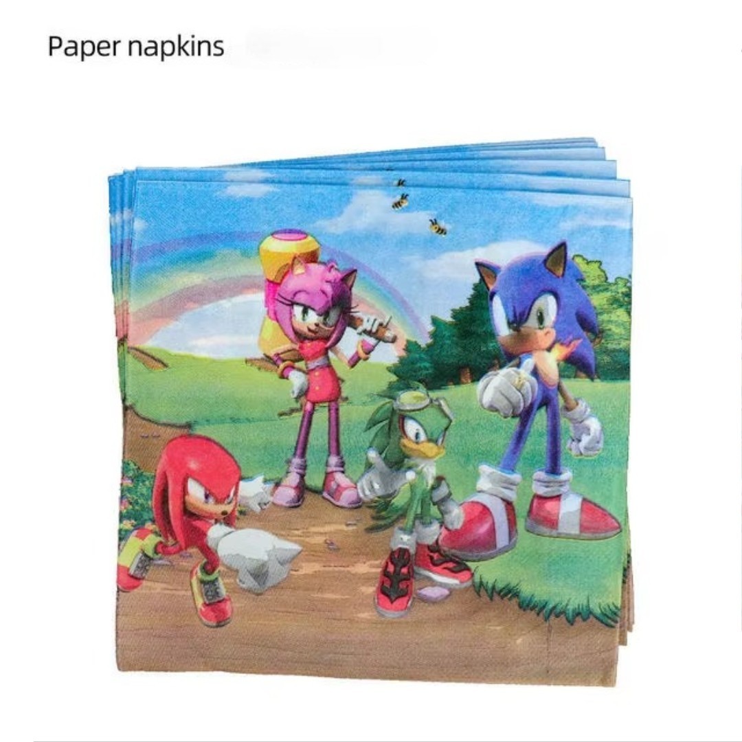 Sonic Hedgehog Birthday Party Supplies Set Plate Napkins Banner Tableware Kit