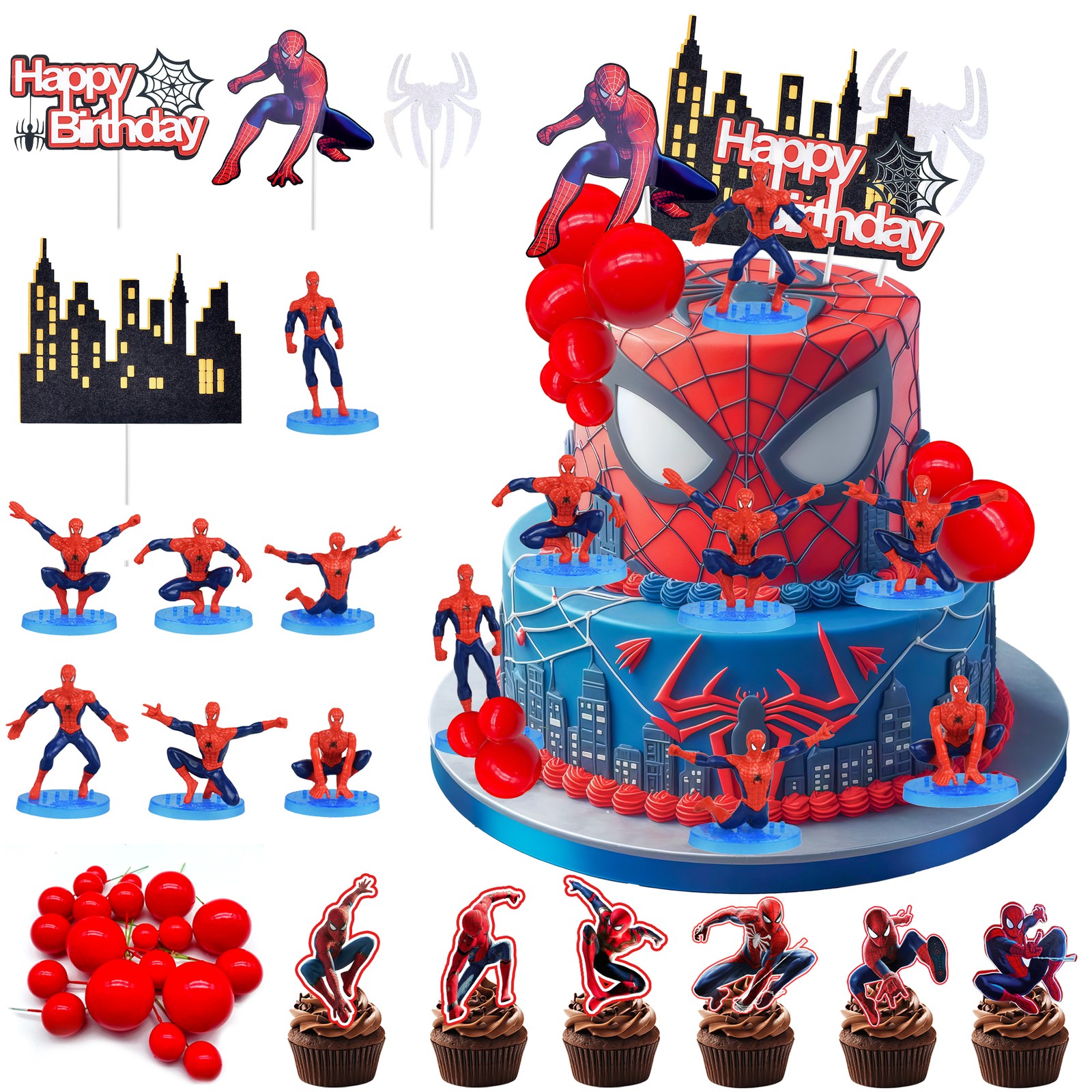 3D Spiderman Cake Decoration Marvel Super Hero Cake Topper Avengers Cake Topper