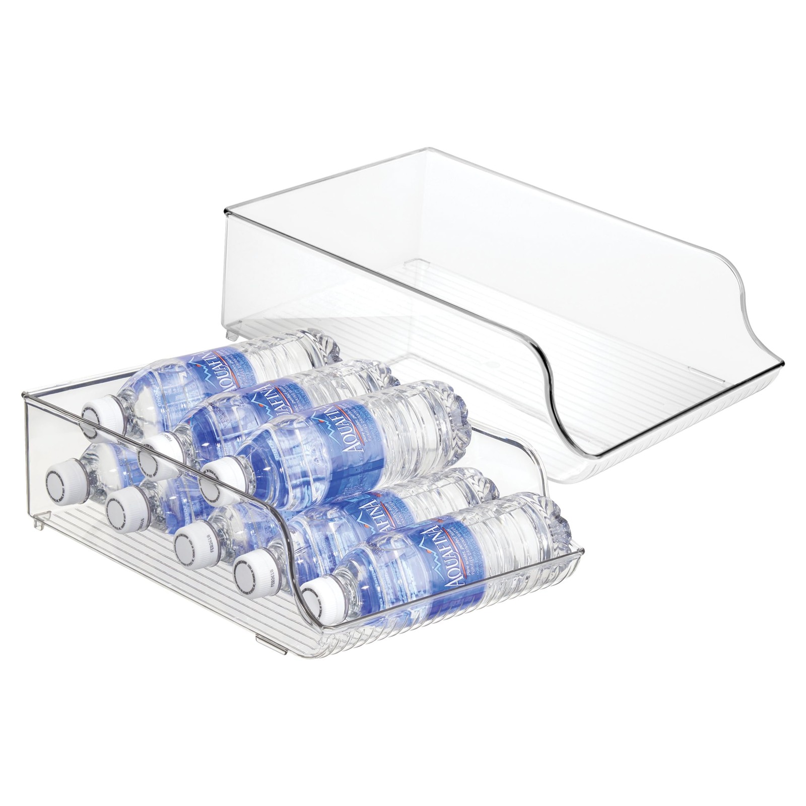 iDesign Plastic Water Bottle Organizer for Fridge, Bottle Holder for Kitchen and
