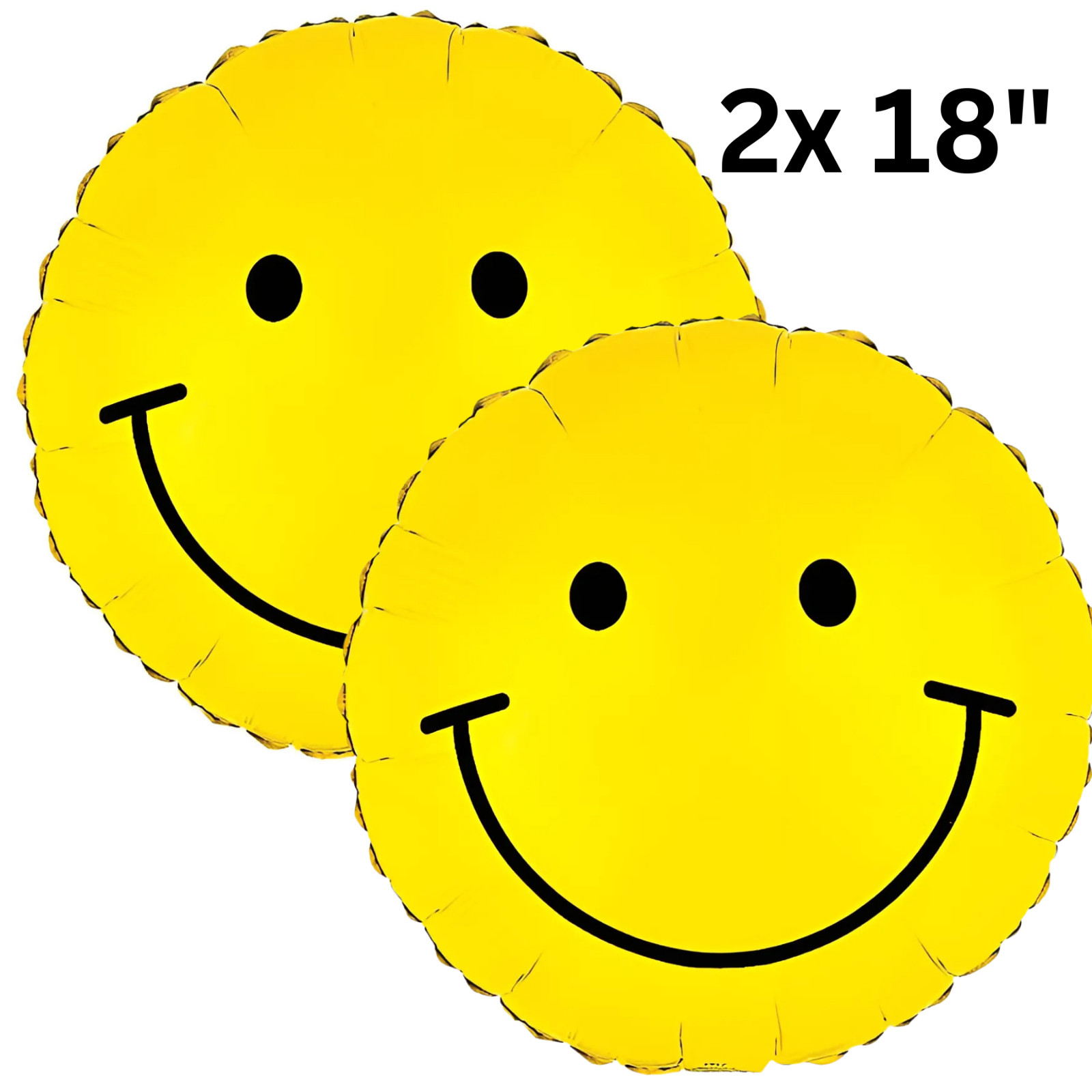Balloons 18″ Smiley Face Foil Helium Balloon – 2 Pack (Non-Packaged)