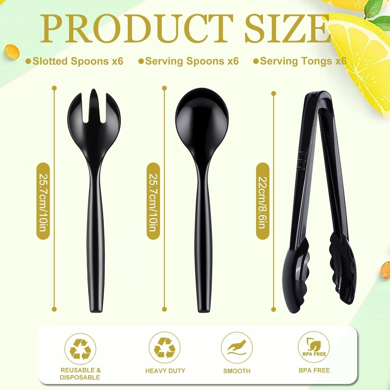 18Pcs Serving Utensils, 10” Plastic Serving Utensils Set, Disposable Serving…