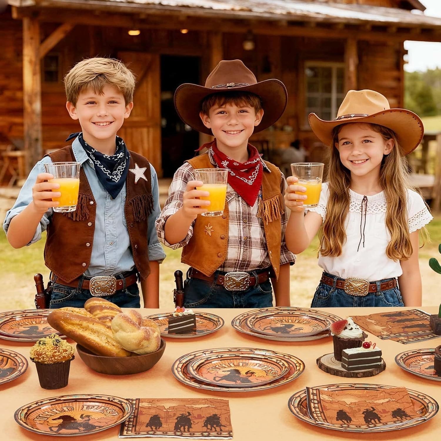 Western Party Decorations – 48 PCS Cowboy Plates and Napkins First Rodeo Birt…